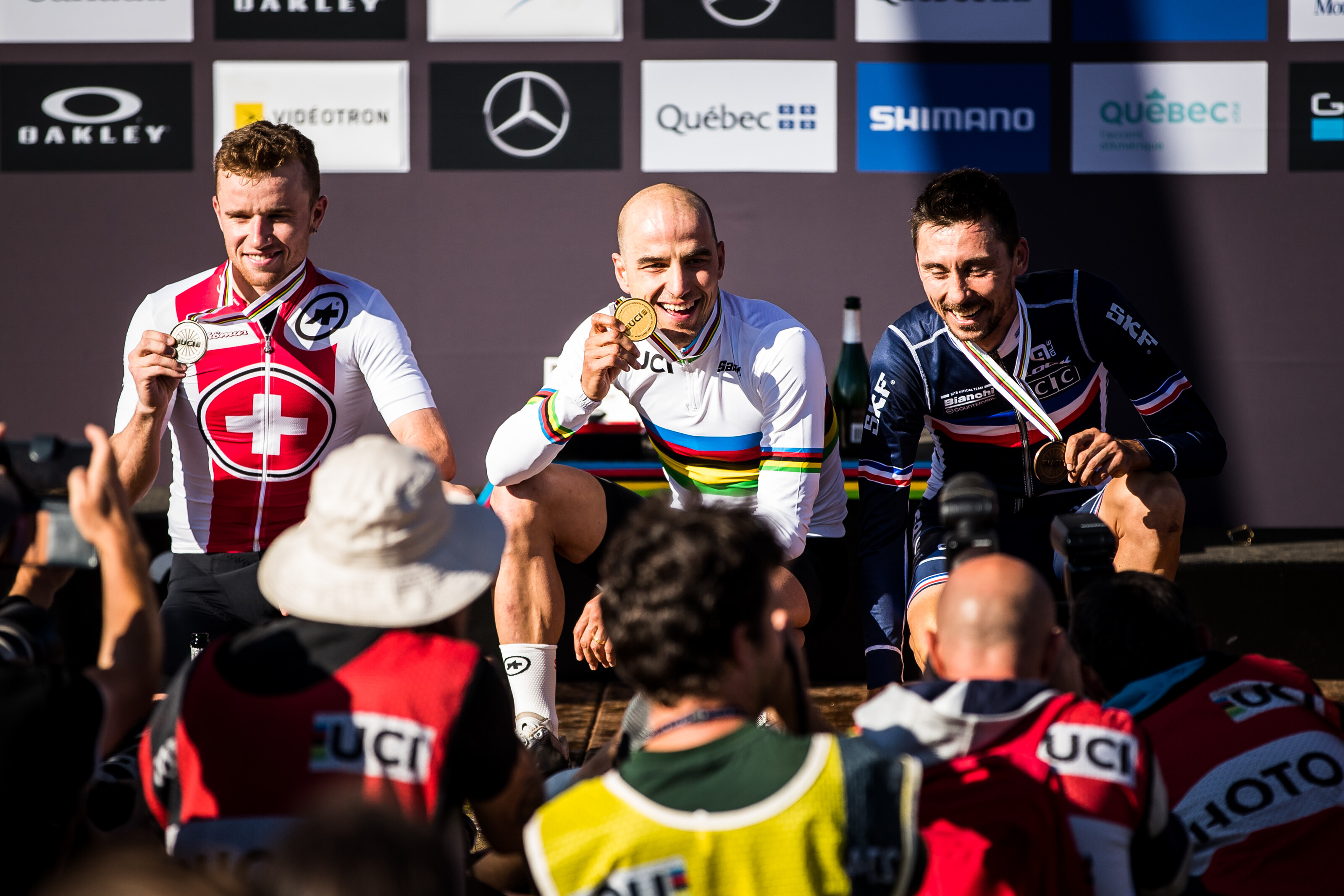  Mathias Flueckiger, Nino Schurter and Stephane Tempier