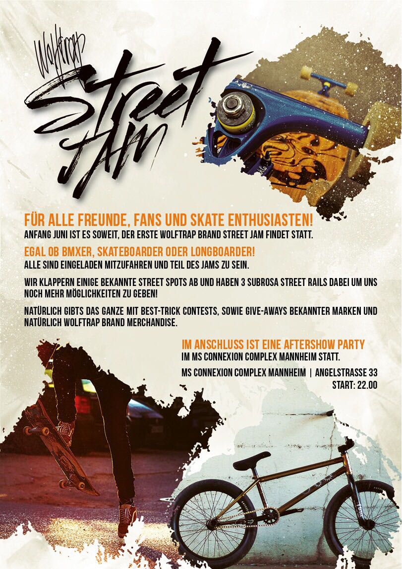 Am 10. Juni 2017 findet in Mannheim der Wolftrap Brand Street Jam statt. Best-Trick-Contests sowie zahlreiche Giveaways warten auf euch