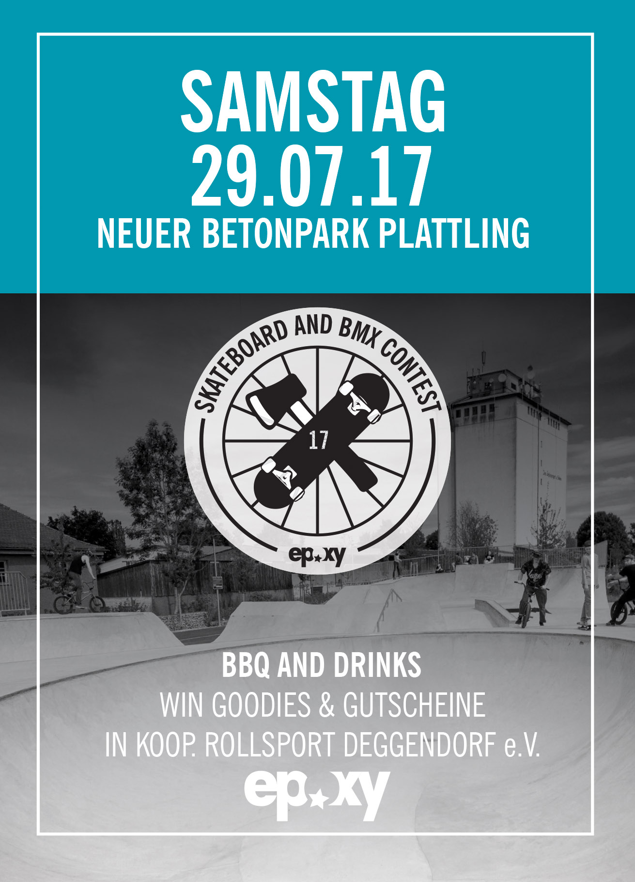Am 29. Juli 2017 findet im Skatepark Plattling ein BMX- und Skatecontest statt, bei dem es Sachpreise vom Epoxy Boardershop zu gewinnen gibt