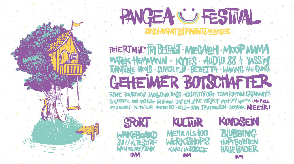 Wir verlosen 1 x 2 Freikarten für das Pangea Festival 2017 vom 24.-27.8. in Pütnitz (Mecklenburg-Vorpommern). Was du dafür tun musst, verraten wir die hier.