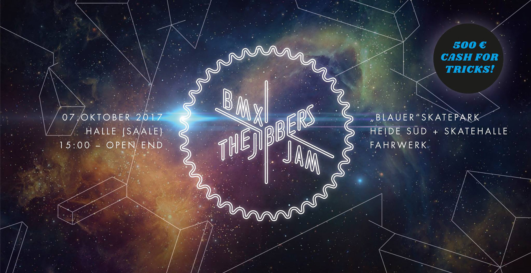 Hey BMX girls and boys! Am 7.10.2017 findet in Halle (Saale) der Jibbers BMX Jam statt, bei dem es insgesamt 500 EUR für die besten Tricks zu gewinnen gibt.