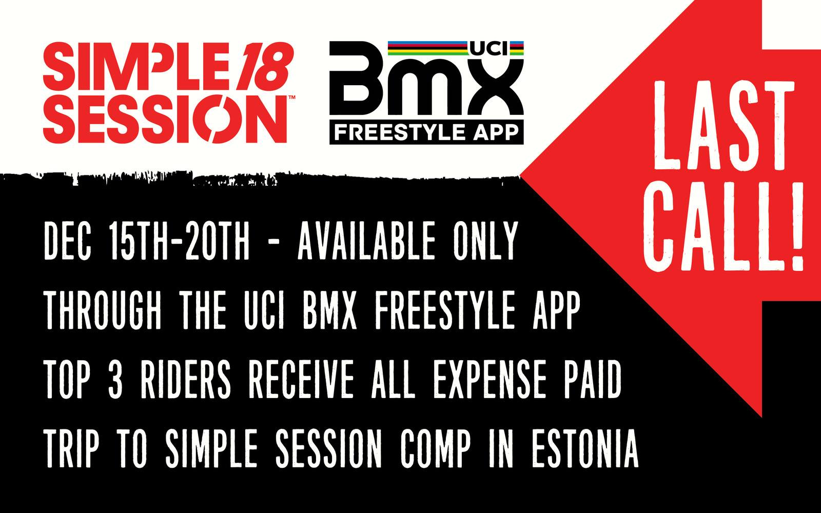 Bewirb dich jetzt über die UCI BMX Freestyle Park App für die Simple Session 2018