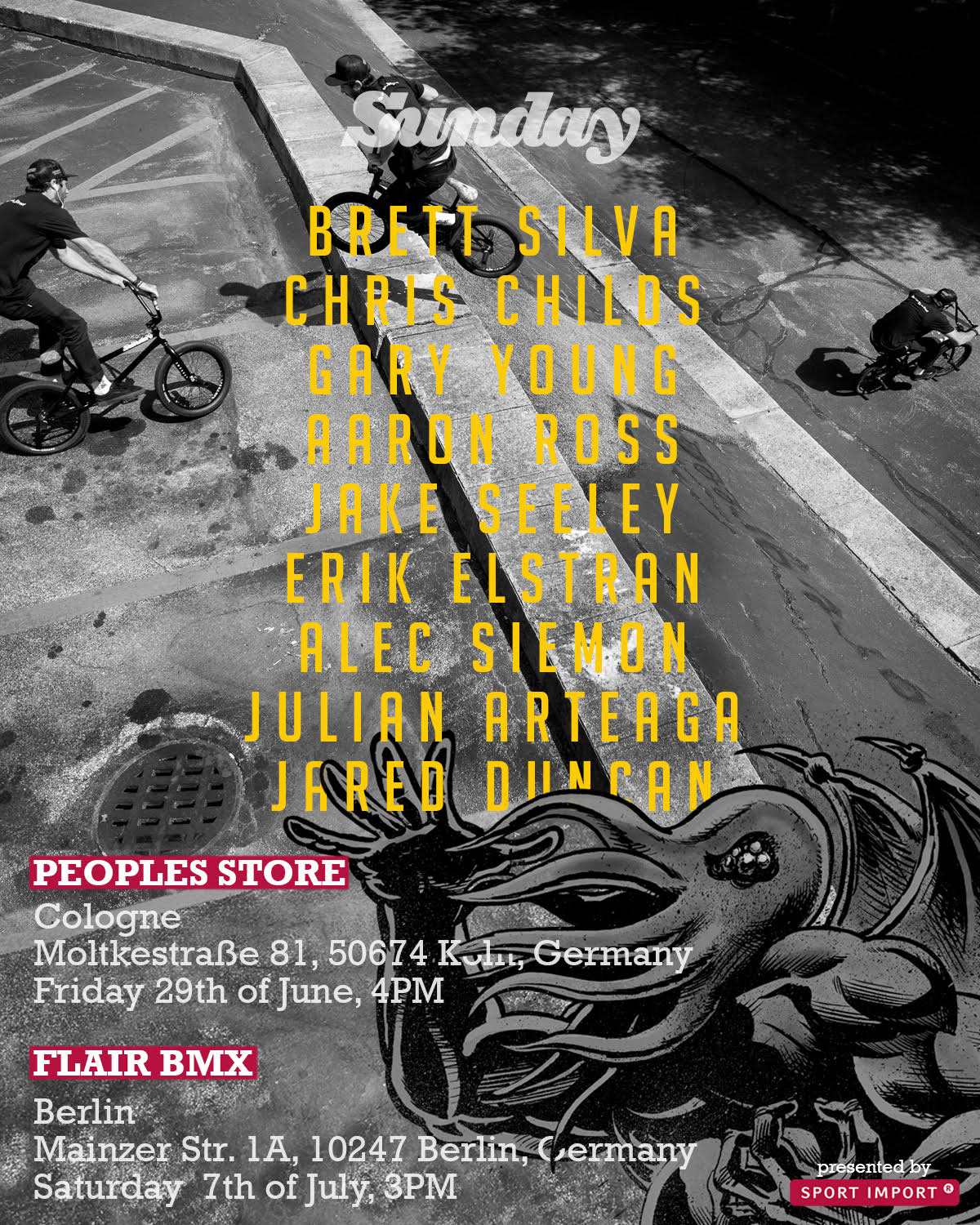 Das Team von Sunday Bikes kommt nach Deutschland. Wo ihr mit Chris Childs, Erik Elstran und dem Rest der Bande eine Session fahren könnt, erfahrt ihr hier.