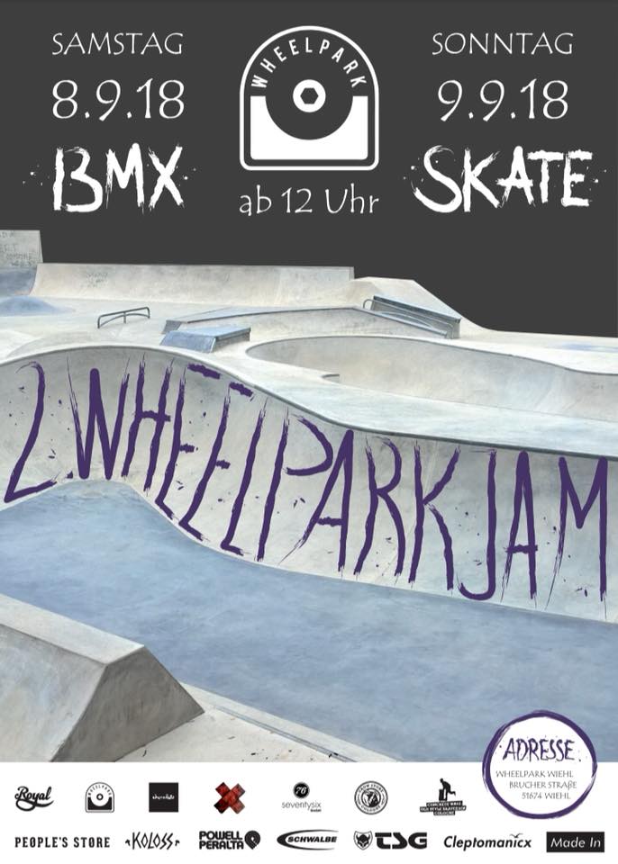 Am 8.9.2018 findet in Wiehl der 2. Wheelpark BMX-Jam/Contest statt. Weitere Infos zu der Veranstaltungen in diesem spitzenmäßigen Betonpark gibt es hier.