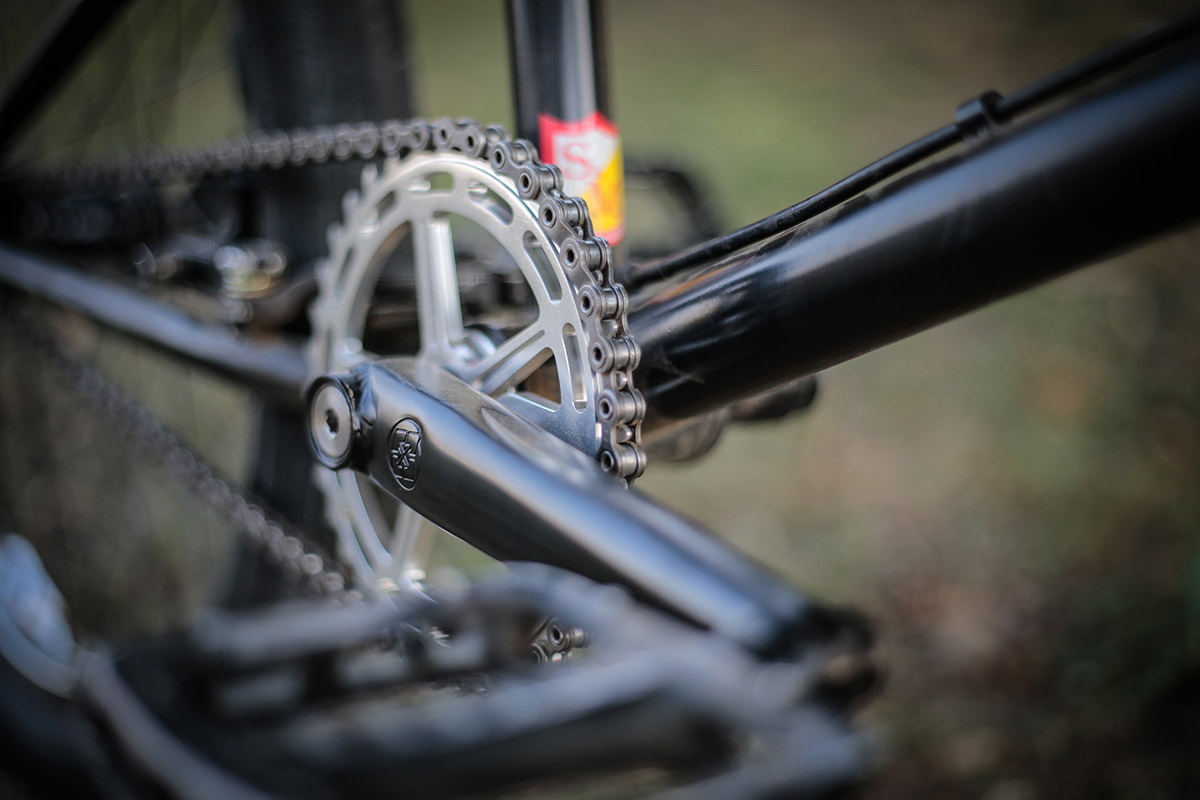 Benjamin Petsch fährt ein "Logans Run"-Kettenblatt von Terrible One mit 36 Zähnen