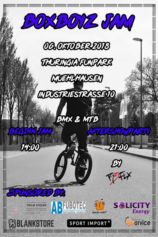 Am 6. Oktober 2018 geht im Thuringia Funpark von Mühlhausen (Thüringen) der Boxboys Jam in die nächste Runde. Hier erfährst du mehr.