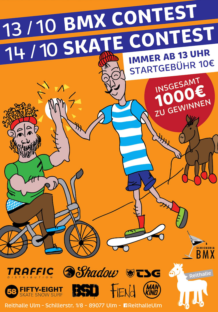Am 13. Oktober 2018 findet in der Reithalle Ulm ein BMX-Contest statt, für den derzeit extra neue Obstacles gebaut werden. Mehr dazu hier.
