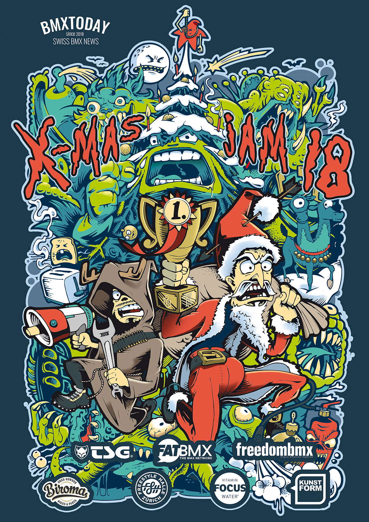 Alle andere als besinnlich! Am 15. Dezember 2018 geht der traditionsreiche X-Mas Jam in der Freestyle Halle Zürich in die nächste Runde.