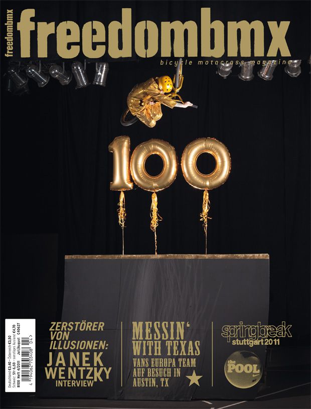 2011 hatten wir dann Janek Wentzky auf einem goldenen Rad von KHEbikes auf dem Cover von unserer 100. Ausgabe. Das Rad hängt heute noch an einem Ehrenplatz im KHE-Hauptquartier