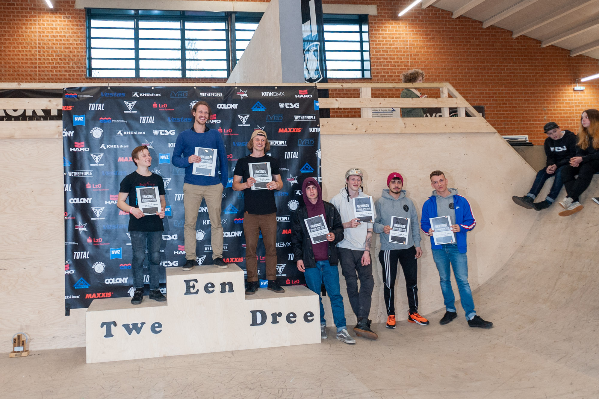 Die Gewinner der Klasse Amateure Men bei den German Open 2019 in der Skatehalle Oldenburg