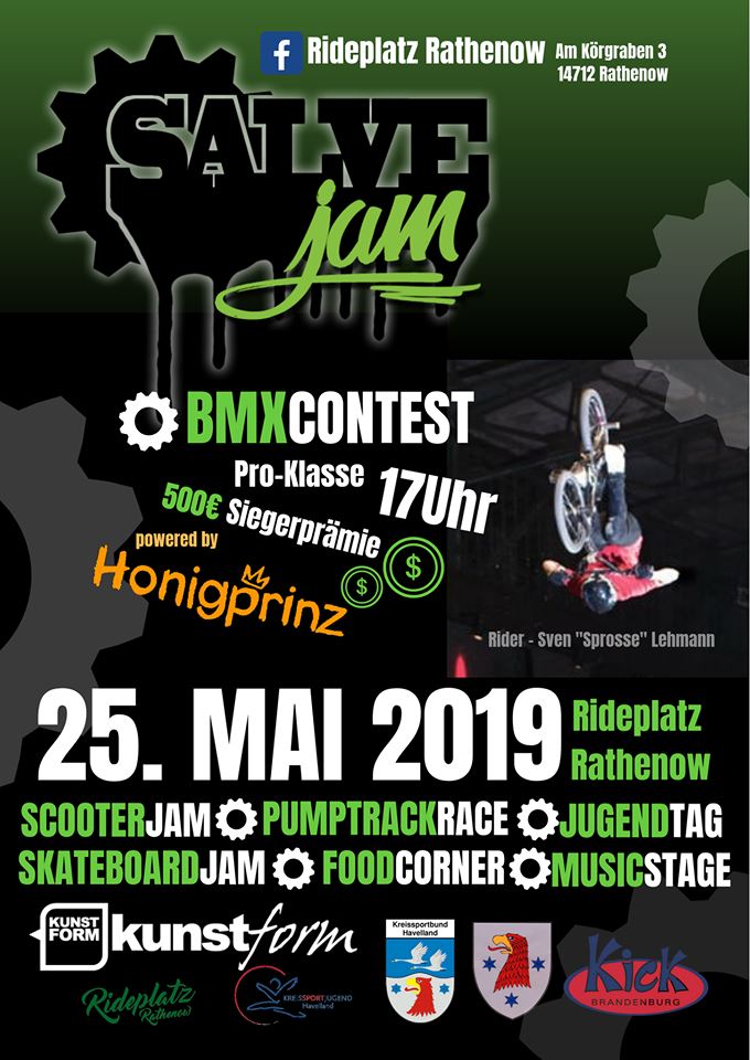 Am 25. Mai 2019 ist auf dem Rideplatz in Rathenow ordentlich was los. Dann wird dort nämlich mit dem Salvejam die neuen Rampenanlage eingeweiht.