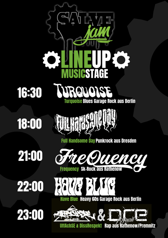 Das Musik-Lineup beim Salvejam 2019 auf dem Rideplatz Rathenow