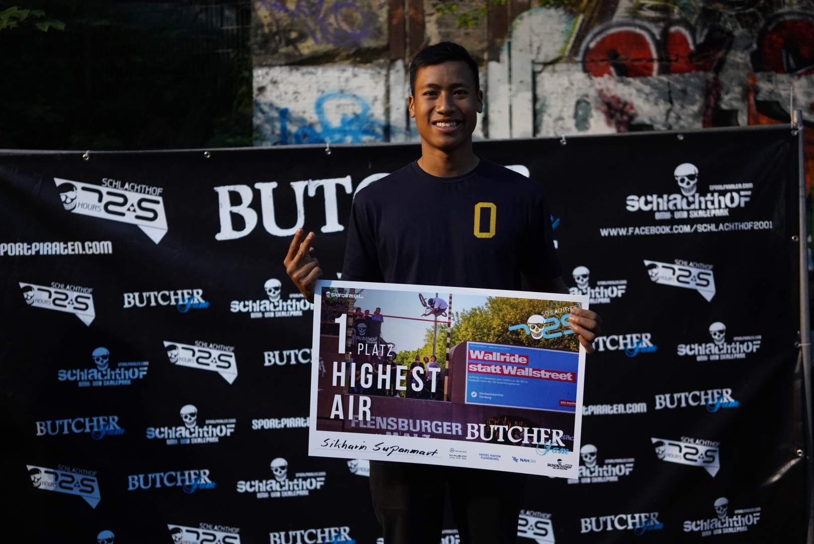 Sikharin Supanmart ist der Gewinner des Highest-Air-Contests beim Butcher Jam 2019 in Flensburg