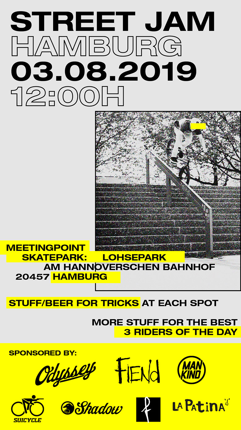 Am 3. August 2019 findet in Hamburg ein Streetjam statt, bei dem die besten Spots der Hansestadt einer gründlichen Massage unterzogen werden. Mehr dazu hier
