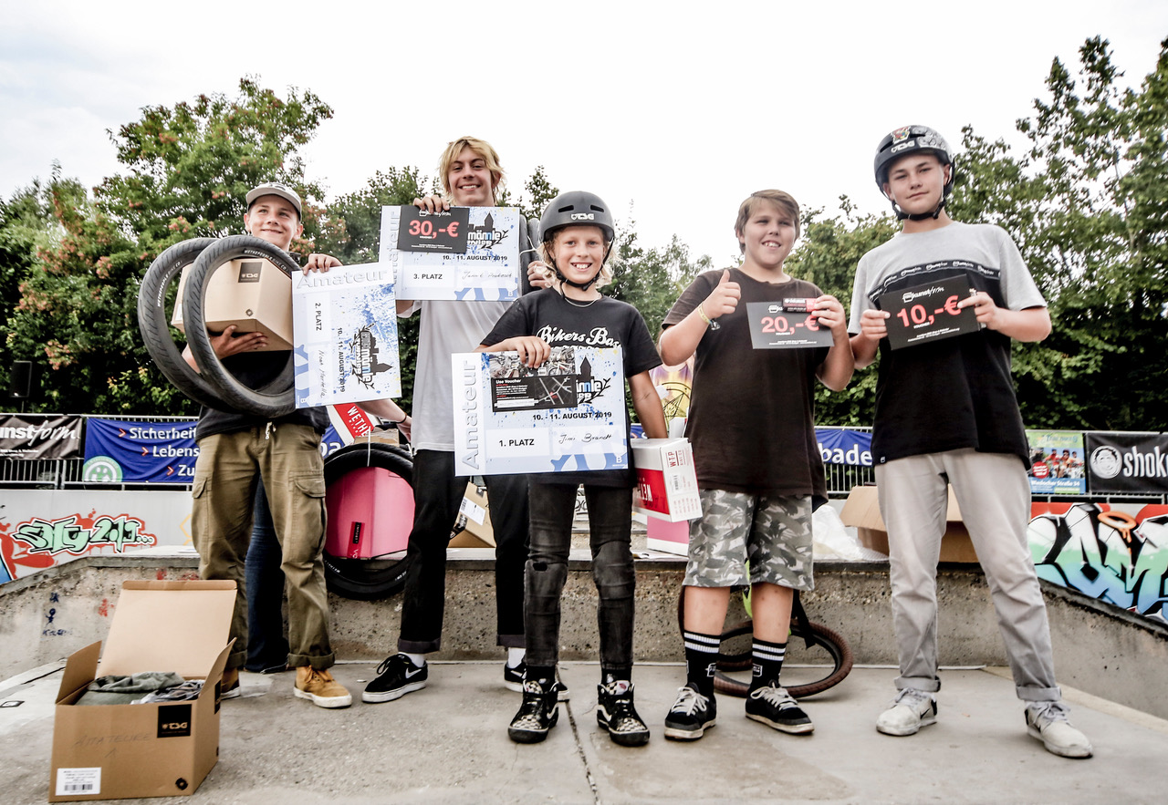 Die Gewinner der Amateurklasse auf dem BMX Männle 2019 im Skatepark Tuttlingen