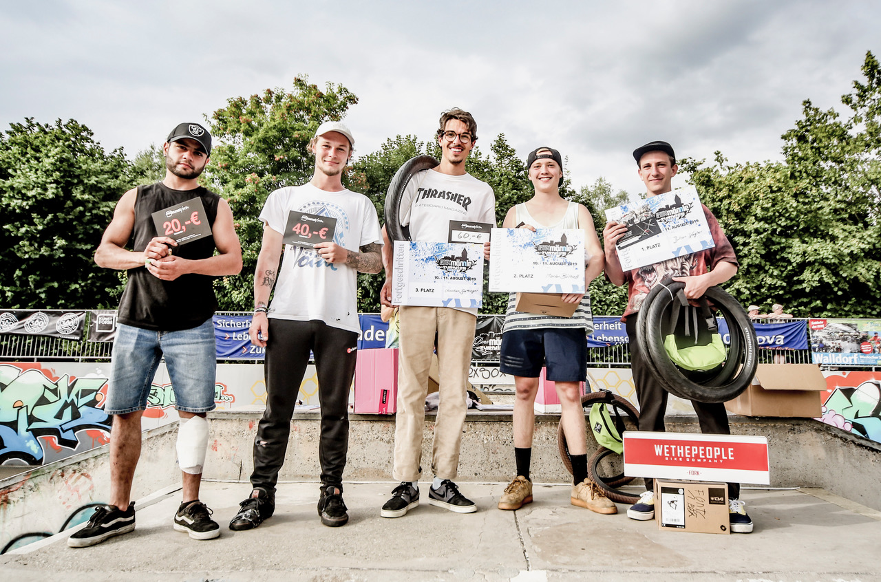 Die Gewinner der Fortgeschrittenenklasse beim BMX Männle 2019 im Skatepark Tuttlingen
