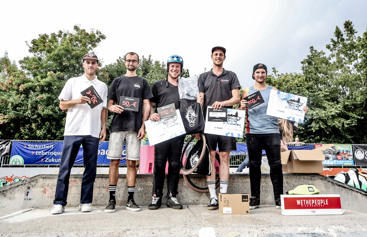 Die Gewinner der Pro-Klasse beim BMX Männle 2019 im Skatepark Tuttlingen