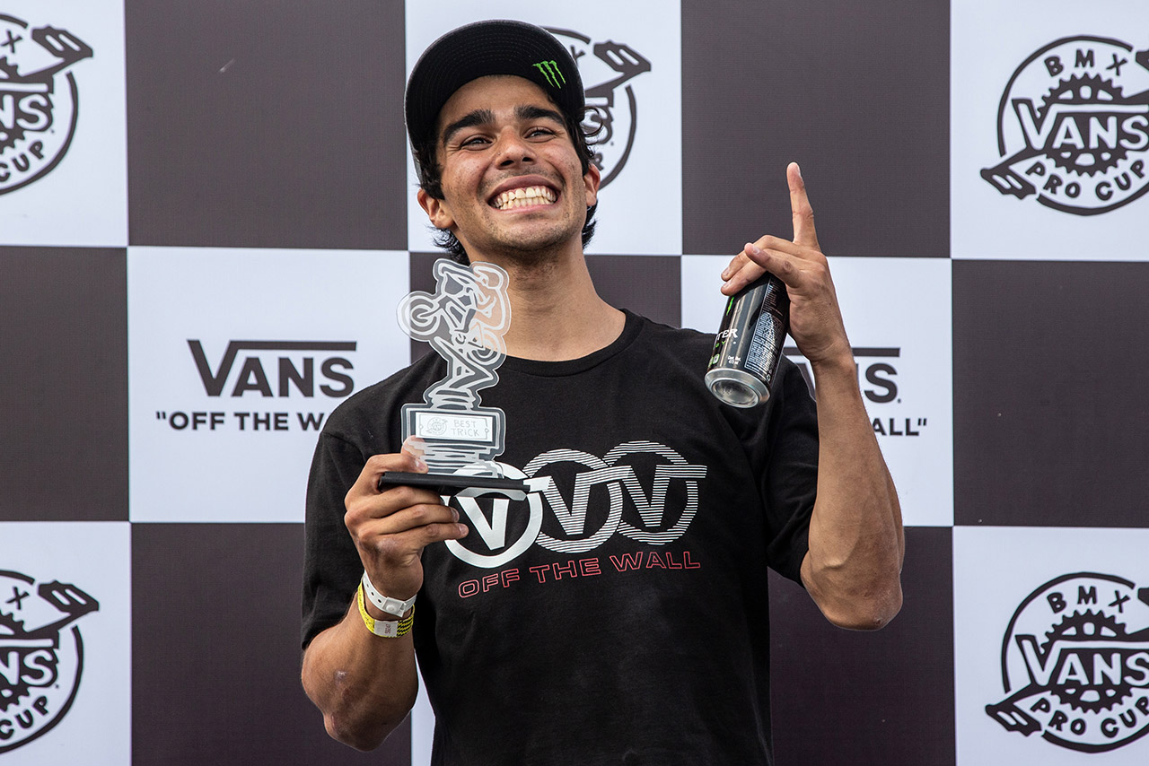 Kevin Peraza gewann mit einem Flairwhip über die Spine den Best-Trick-Contest auf dem VANS BMX Pro Cup 2019 in Mexiko