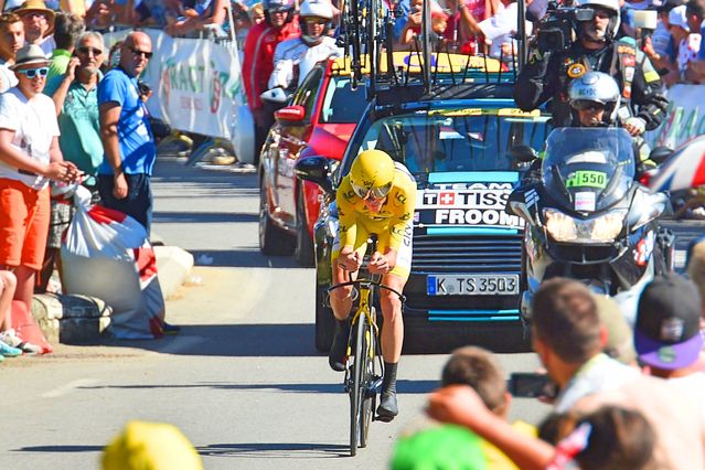 Wird Titelverteidiger Chris Froome (hier bei der Tour de France 2017) wieder im Einzelzeitfahren seine Führung behaupten? Oder wird es ganz anders, als man denkt? (Foto: ASO)