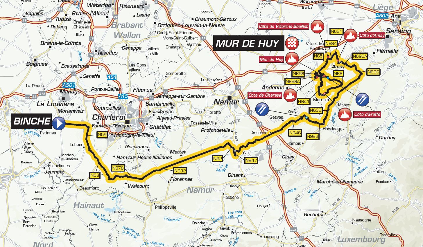 Flèche Wallonne 2017 – Übersichtskarte der Strecke