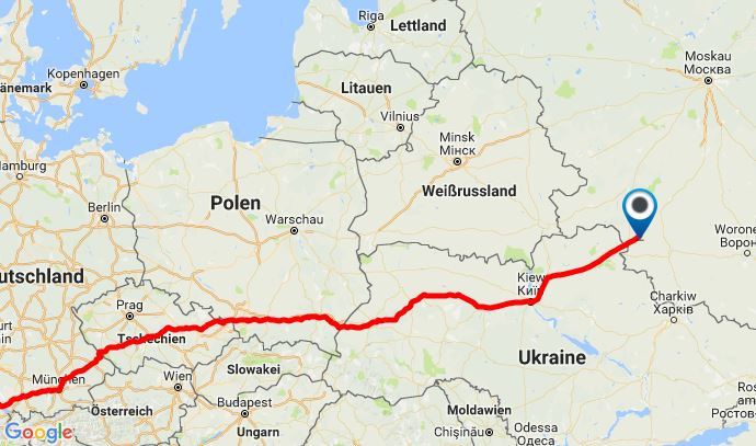 Die bisherige Strecke, die Jonas Deichmann seit München zurückgelegt hat. Quelle: eurasiachallenge.com