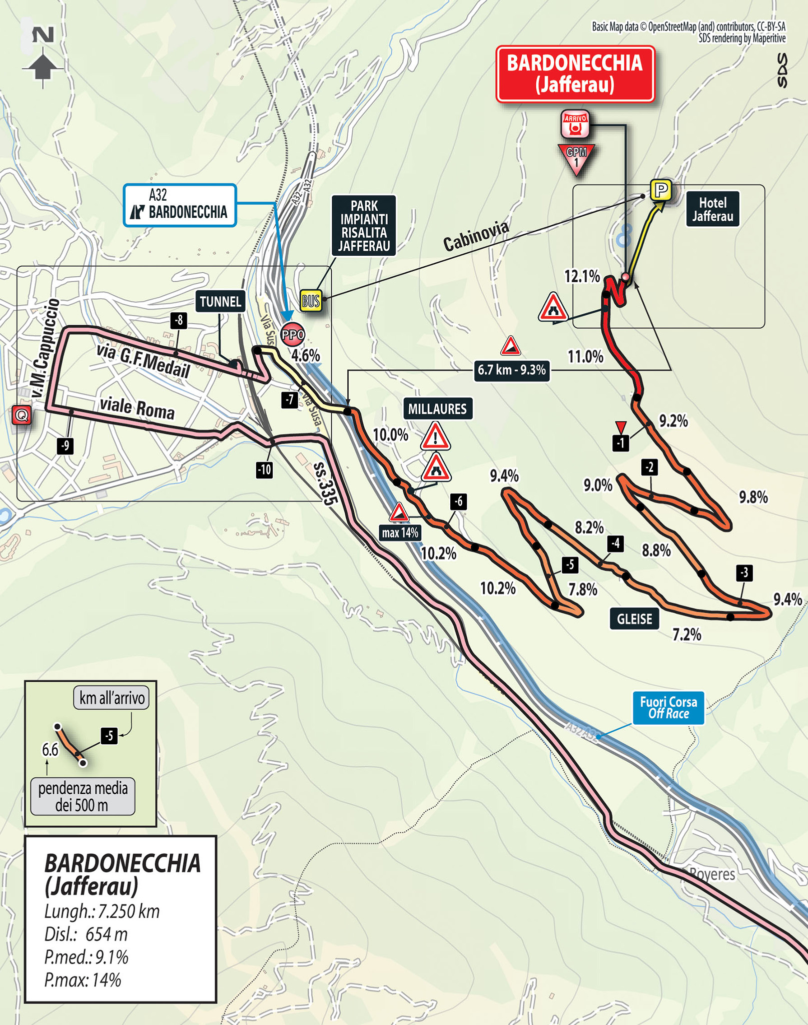 Die Zielkarte der 18. Etappe des Giro d'Italia 2018