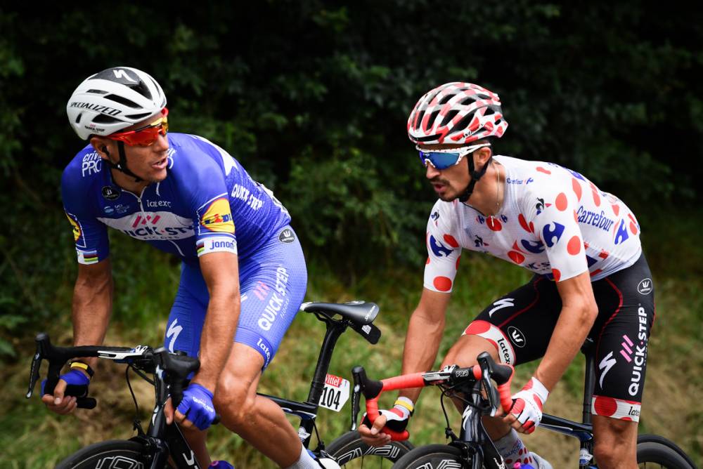 Philip Gilbert und Alaphilippe schafften es in die große Fluchtgruppe. Leider nahm die Tour de France für den Belgier nach einem schweren Sturz ein frühzeitiges Ende. (Foto: © ASO/ Pauline Ballet)