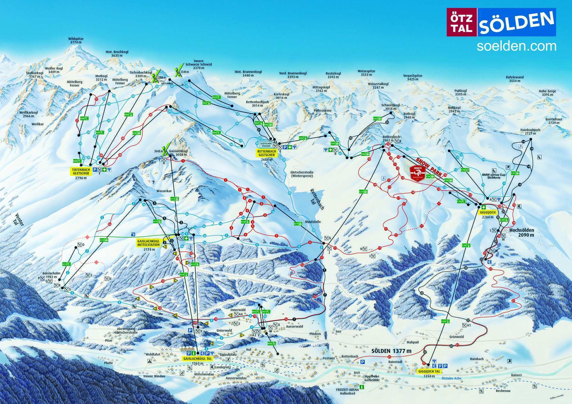 Pistenplan Snowpark Sölden