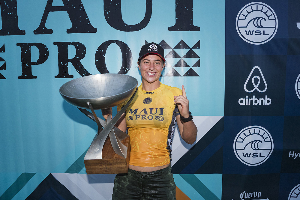 Tyler Wright (AUS), 23,  earned her second back-to-back, World Title after a big day of competition at the final event of the 2017 World Surf League (WSL) Championship Tour (CT), the Maui Women's Pro. Honolua Bay delivered beautiful, five-to-seven foot (1.5 - 2. metre) waves as the swell filled in throughout the morning, which offered pristine conditions for the competitors. Massive upsets followed in Round 4 and the Quarterfinals, where Wright garnered World Title by day’s end.